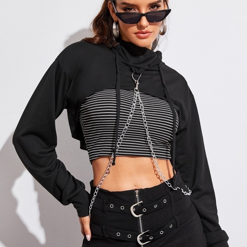 Super Crop Hoodie with Chain